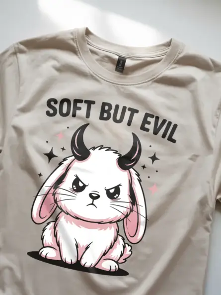 Kawaii Bunny T-Shirt with Attitude – Soft But Evil Graphic Tee - Image 9