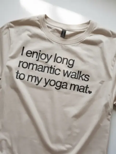 Long Romantic Walks Yoga Mat Shirt – Funny Minimalist Tee for Self-Care Lovers - Image 8