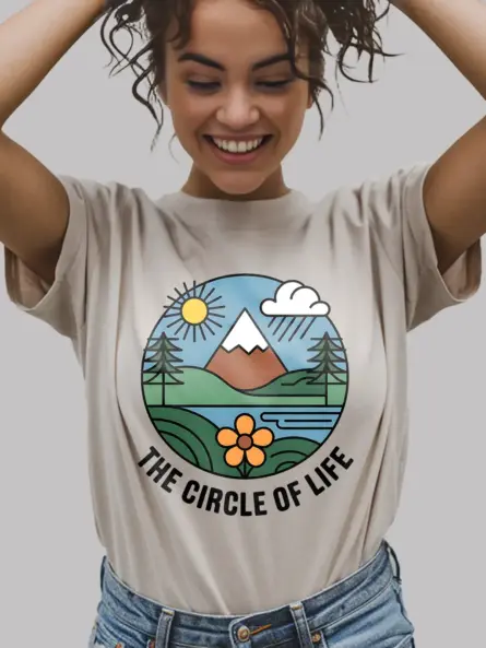 Retro Style Nature Circle of Life T-Shirt - Image 9