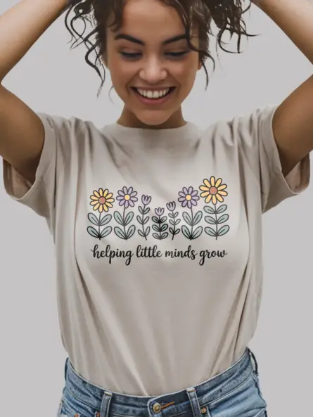 Helping Little Minds Grow Preschool Teacher Shirt – Floral Gift Tee - Image 9