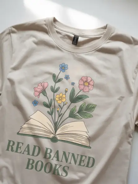 Read Banned Books T-Shirt – Vintage Floral Advocacy Tee for Readers - Image 8