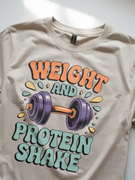 Bold Retro Fitness T-Shirt – Weight and Protein Shake 70s Gym Tee - Image 8