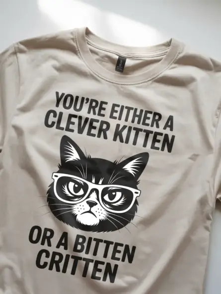 Witty Sarcastic Cat T-Shirt – Clever Kitten or Bitten Critten Tee - Image 8