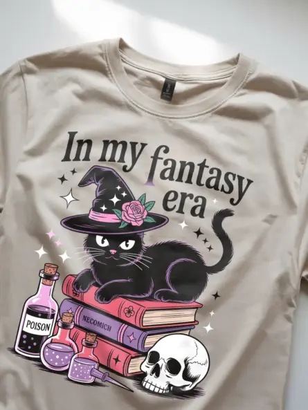 Whimsical Witchy Cat Fantasy T-Shirt for Magic Lovers - Image 5