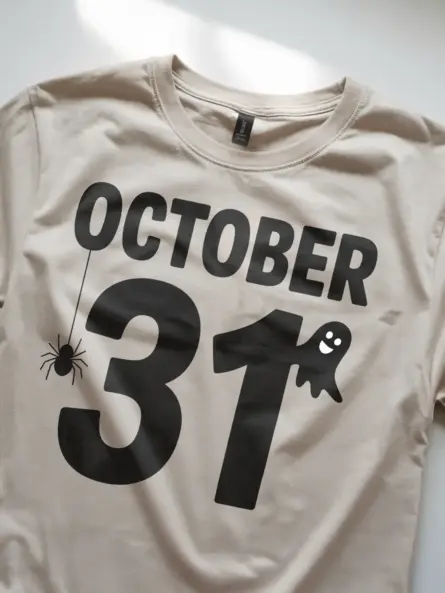 October 31 Shirt – Minimalist Halloween Tee with Ghost & Spider - Image 8
