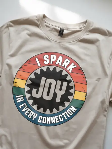 Electrician Spark Joy T-Shirt Retro Badge Design - Image 5