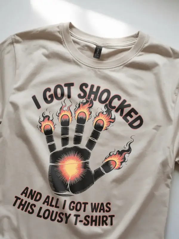 Natural Shirt Lifestyle Shot - I Got Shocked - Funny Electric Shock T Shirt
