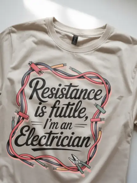 Funny Electrician T-Shirt Vintage – Resistance is Futile Design - Image 8