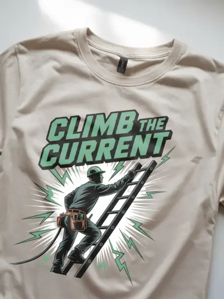 Climb the Current Motivational Electrician T-Shirt - Image 8
