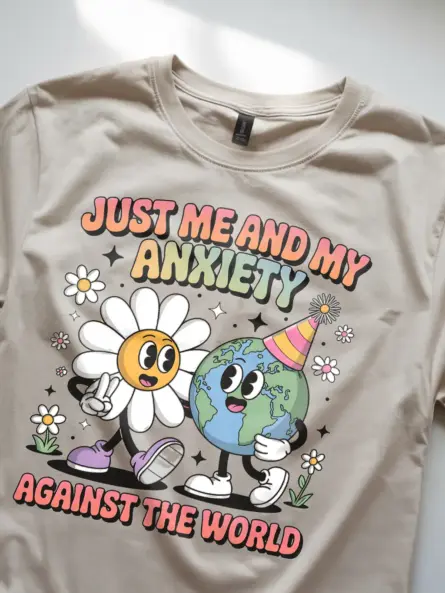 Retro Anxiety T-Shirt – Just Me & My Anxiety - Image 11