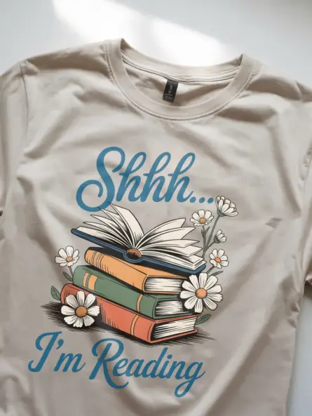 Shhh I'm Reading Shirt – Cozy Cottagecore Floral Tee for Book Lovers - Image 8