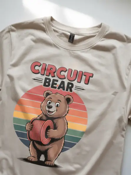 Vintage Electrician Bear T-Shirt for Techies - Image 2