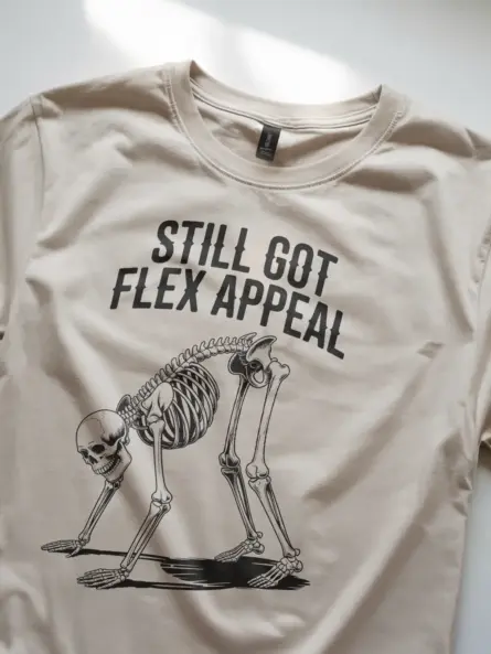 Bold Skeleton Yoga Shirt – Still Got Flex Appeal Humor Tee - Image 8