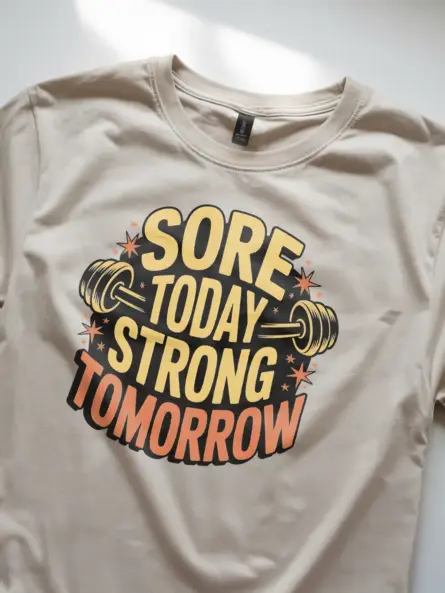 Inspiring Sore Today Strong Tomorrow T-Shirt for Gym Motivation - Image 8