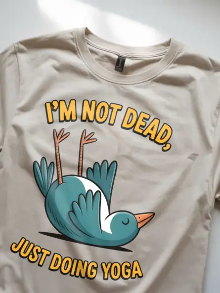 Funny Yoga Bird T-Shirt – Hilarious Not Dead Just Doing Yoga Tee - Image 8