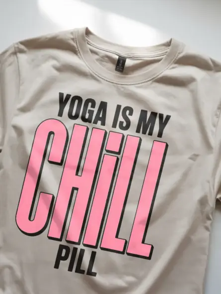 Yoga Chill T-Shirt Yoga Is My Chill Pill Bold Wellness Tee - Image 8