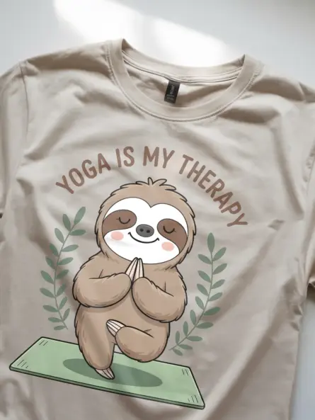 Yoga Is My Therapy Shirt – Adorable Sloth Tee for Stress Relief - Image 8