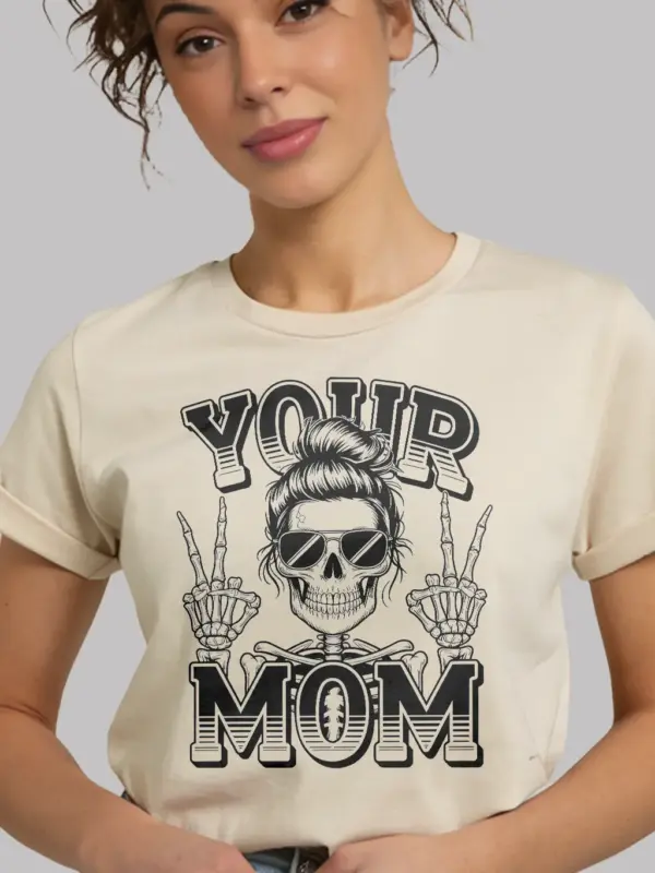 natural edgy skeleton mom graphic tee