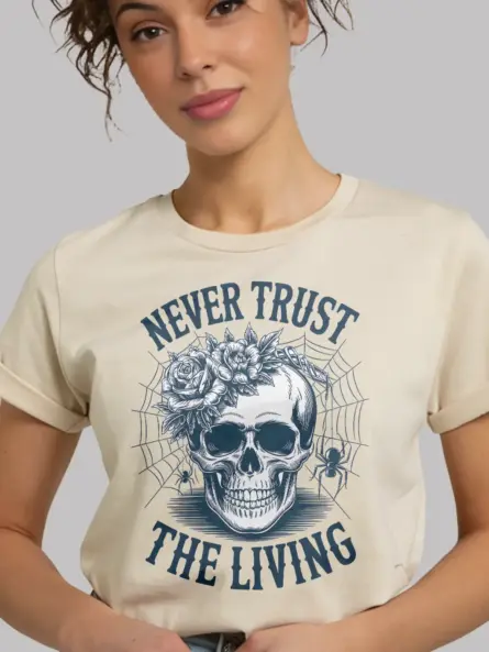 natural folded flat – spooky floral skull shirt – gothic skull floral t-shirt