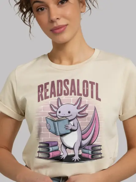 Axolotl Reading Shirt – Funny “Readsalotl” Graphic Tee for Book Lovers - Image 9