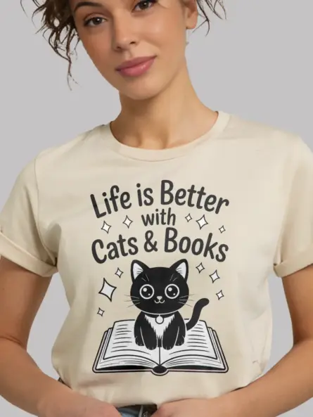 Charming Cat Book Lover Shirt – Cute Kawaii Tee for Readers - Image 9