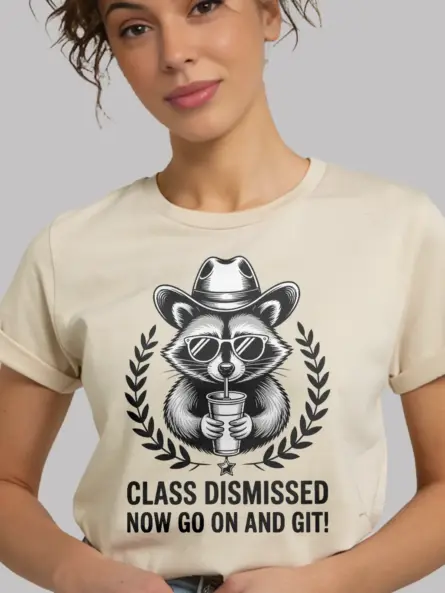 Class Dismissed T-Shirt – Funny Western Raccoon Teacher Gift Tee - Image 9