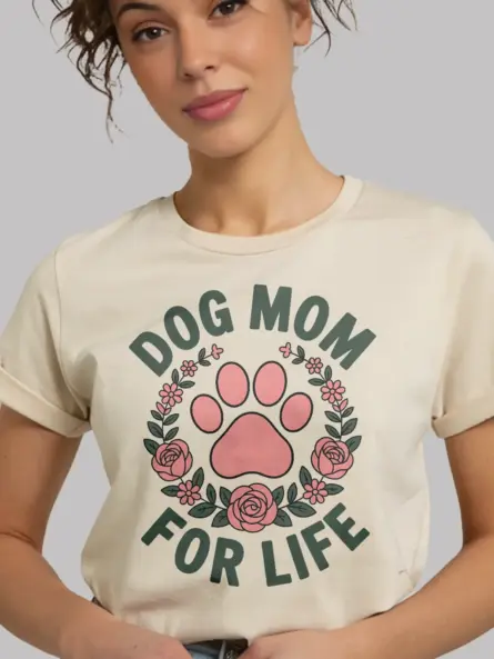 Floral Dog Mom Shirt – Vintage “Dog Mom for Life” Paw Print Tee - Image 9