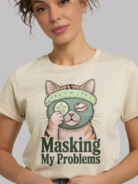 Funny Cat Spa Shirt for Introverts – Masking My Problems Tee - Image 9