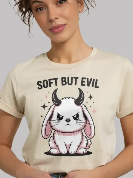 Kawaii Bunny T-Shirt with Attitude – Soft But Evil Graphic Tee - Image 10
