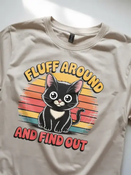 natural fluff around vintage funny cat shirt for women