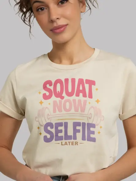 Fierce Squat Now Selfie Later T-Shirt – Retro Gym Glam - Image 9