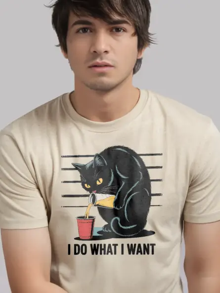 Rebellious “I Do What I Want” Cat Shirt – Funny Vintage Graphic Tee - Image 9