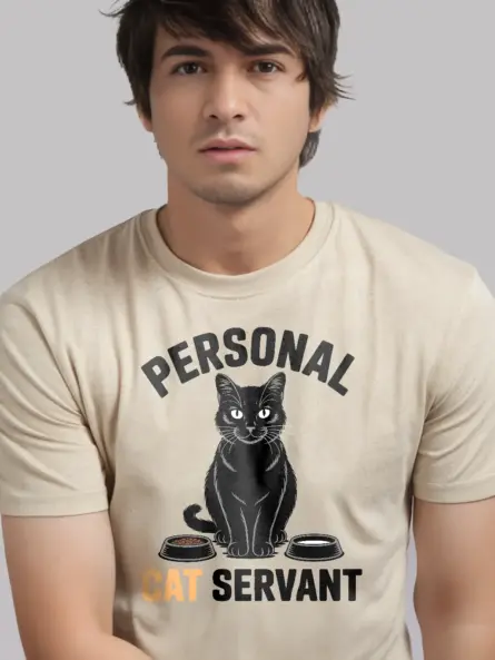 Funny Personal Cat Servant T-Shirt for Cat Lovers | Minimalist Gift Tee - Image 9