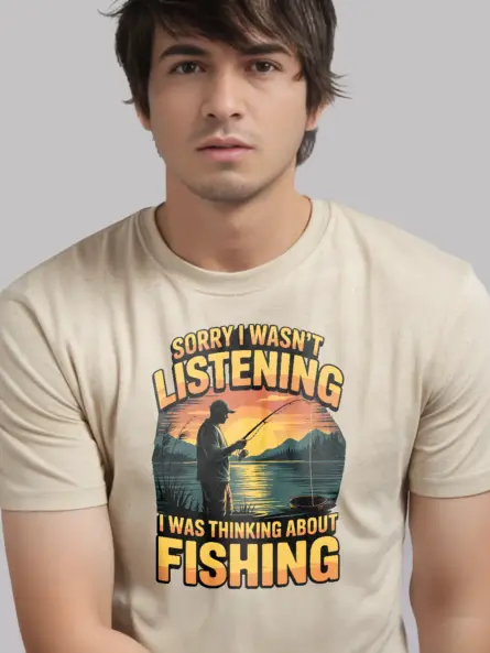 Funny Fishing T-Shirt for Men – “Sorry I Wasn’t Listening” Sunset Graphic - Image 9
