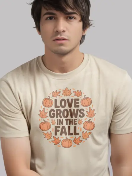 Love Grows in the Fall Shirt – Cozy Autumn Pumpkin Leaves Tee - Image 9