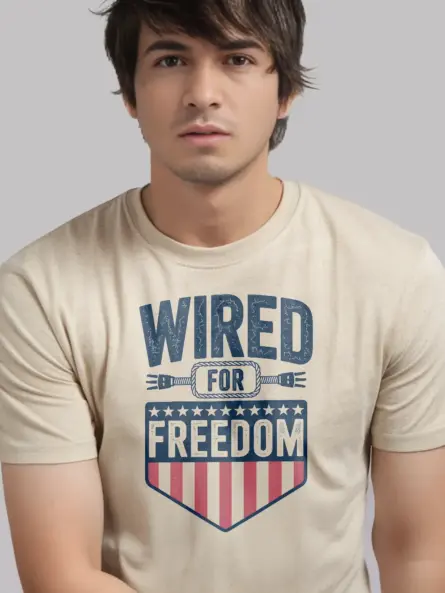 Patriotic Electrician T-Shirt - WIRED FOR FREEDOM - Image 9