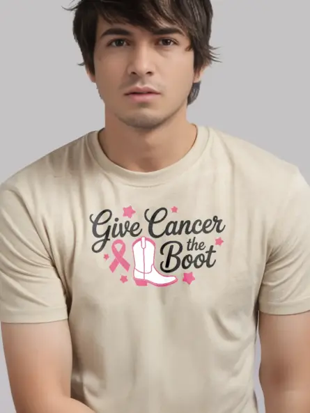Pink Cowboy Boot Breast Cancer Shirt – Give Cancer the Boot Tee - Image 9