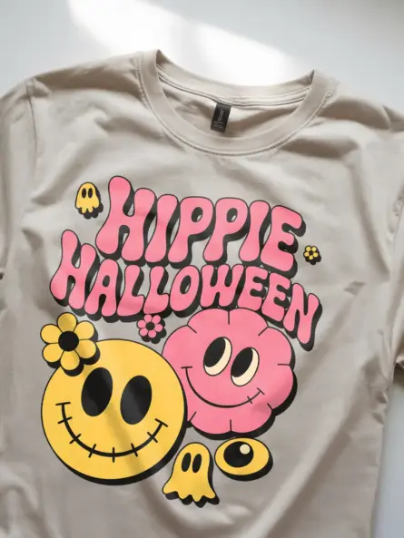 Hippie Halloween T-Shirt – Retro Pastel Graphic Tee - Image 8