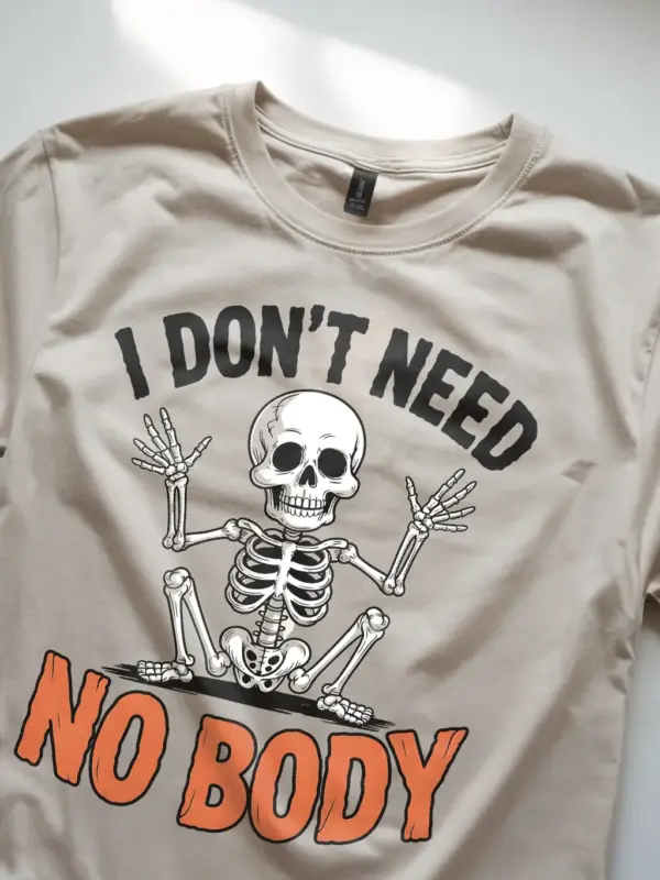 Natural close-up – distressed skeleton joke graphic t-shirt natural
