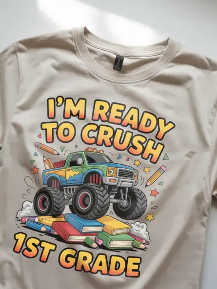 Crush 1st Grade Shirt – Bold Monster Truck Power Tee for Boys - Image 8