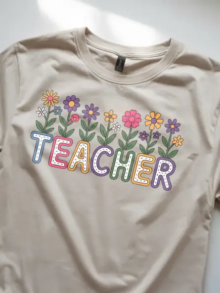 Floral Teacher Shirt – Whimsical Pink Bloom Power Tee - Image 8