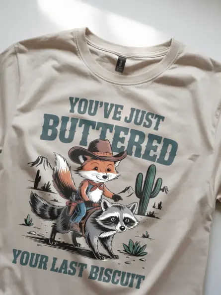 Funny Cowboy Animal T-Shirt You've Just Buttered - Image 8