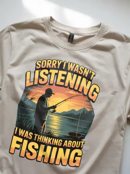 Funny Fishing T-Shirt for Men – “Sorry I Wasn’t Listening” Sunset Graphic - Image 7