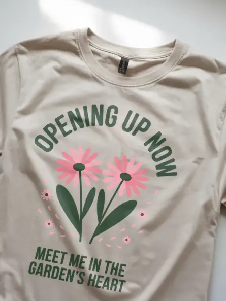 Minimalist Daisy Garden T-Shirt – Opening Up Now Floral Design - Image 8