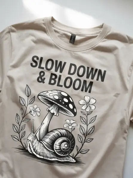 Amazing Mushroom Snail T-Shirt – Slow Down & Bloom Tee - Image 8