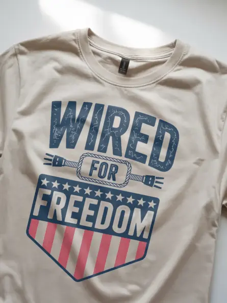 Patriotic Electrician T-Shirt - WIRED FOR FREEDOM - Image 8