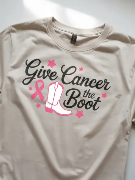 Pink Cowboy Boot Breast Cancer Shirt – Give Cancer the Boot Tee - Image 8