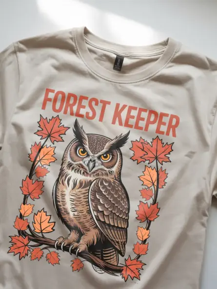 Retro Owl Forest Keeper T-Shirt for Nature Lovers - Image 8