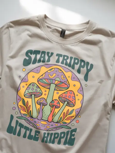 Trippy Mushroom Hippie T-Shirt Stay Trippy Little Hippie - Image 8