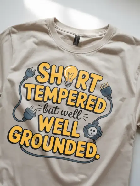 Well Grounded Electrician T-Shirt – Funny Short Tempered Cartoon Tee for Engineers - Image 5